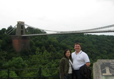 Yen Lai and Chris by the Clifton Suspension Bridge, Bristol, UK.